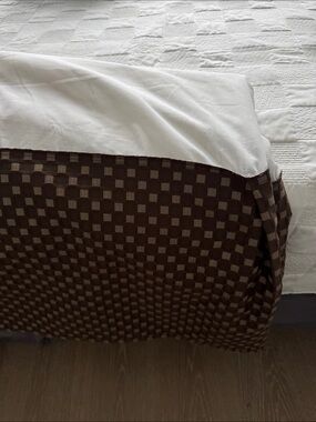 Brown Checkered Bed Skirt